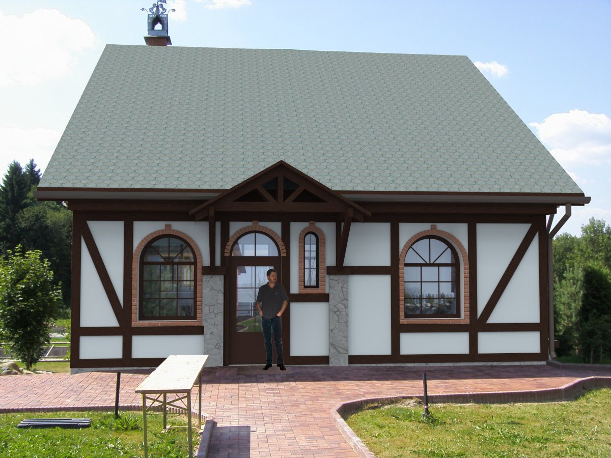 Одноэтажный дом в стиле фахверк