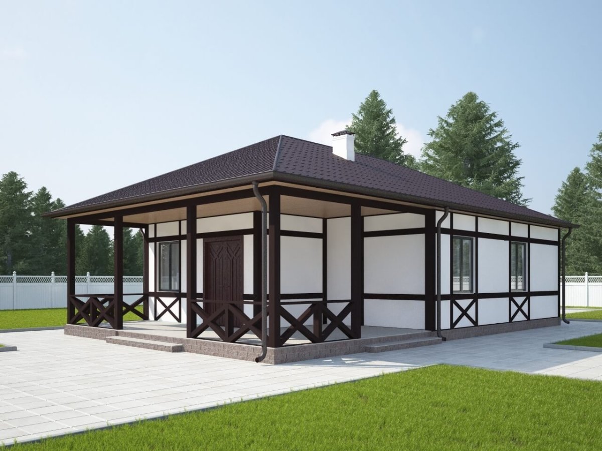 Фахверк с вальмовой крышей