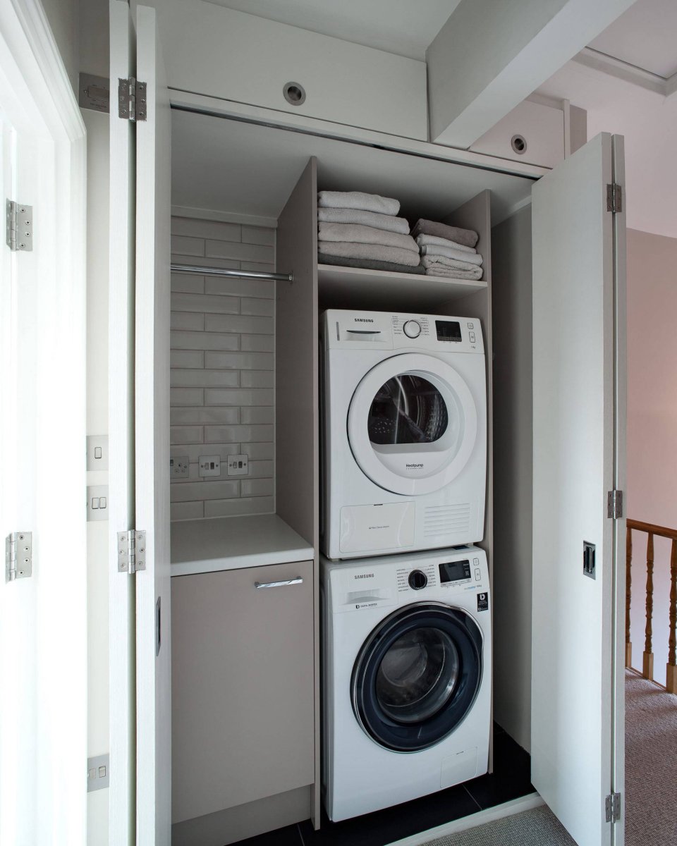 Asko стиральная машина и сушильная машина в колонну вид сбоку