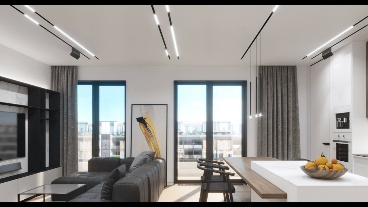 Магнитный трековый шинопровод в интерьере