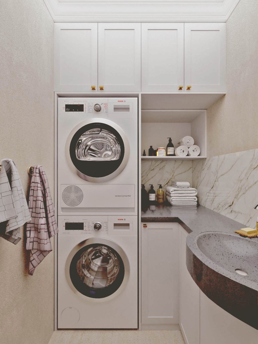 Шкаф над стиральной машиной в стиле американской классики