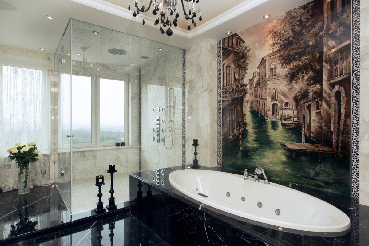 Фотостекло для ванной комнаты-