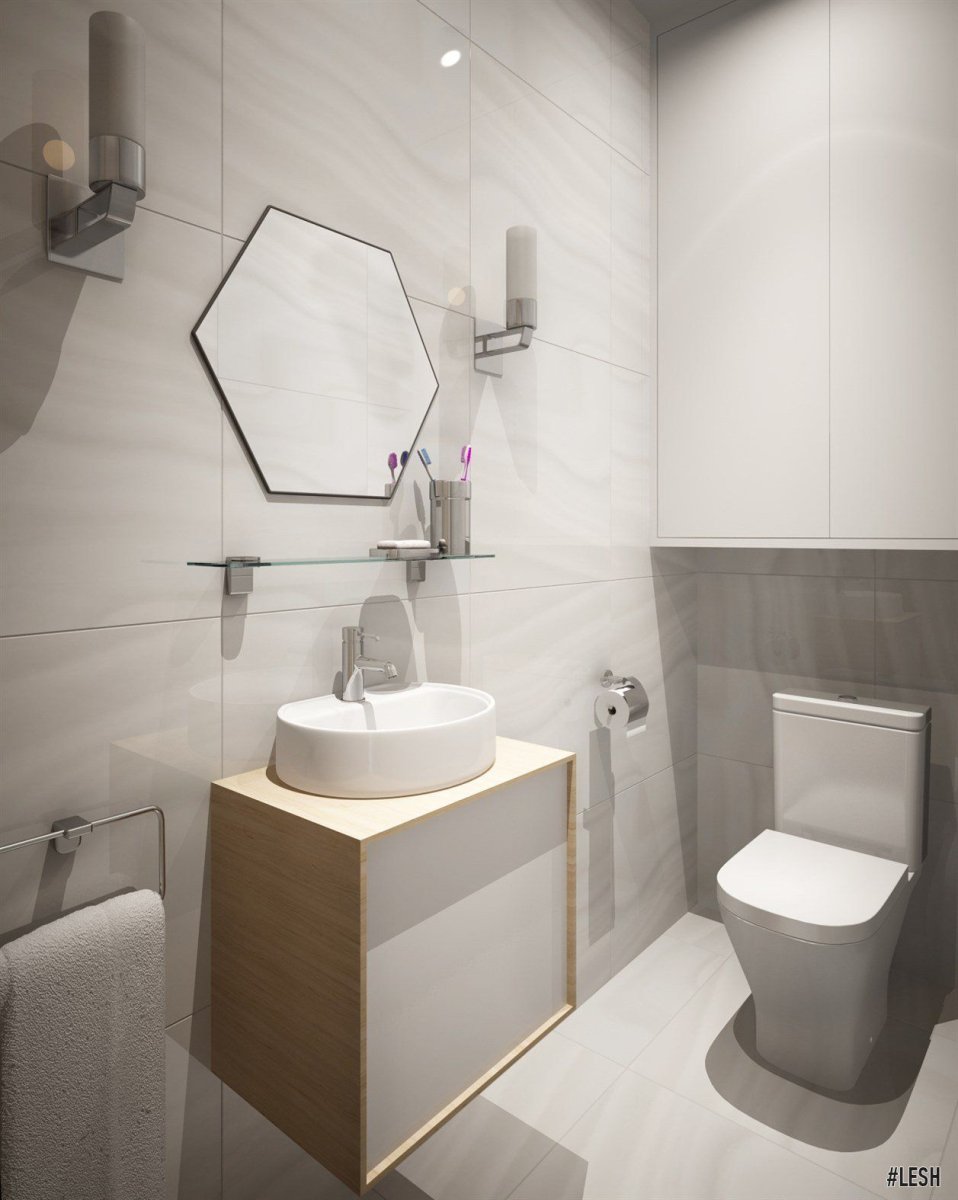 Светлый интерьер туалета