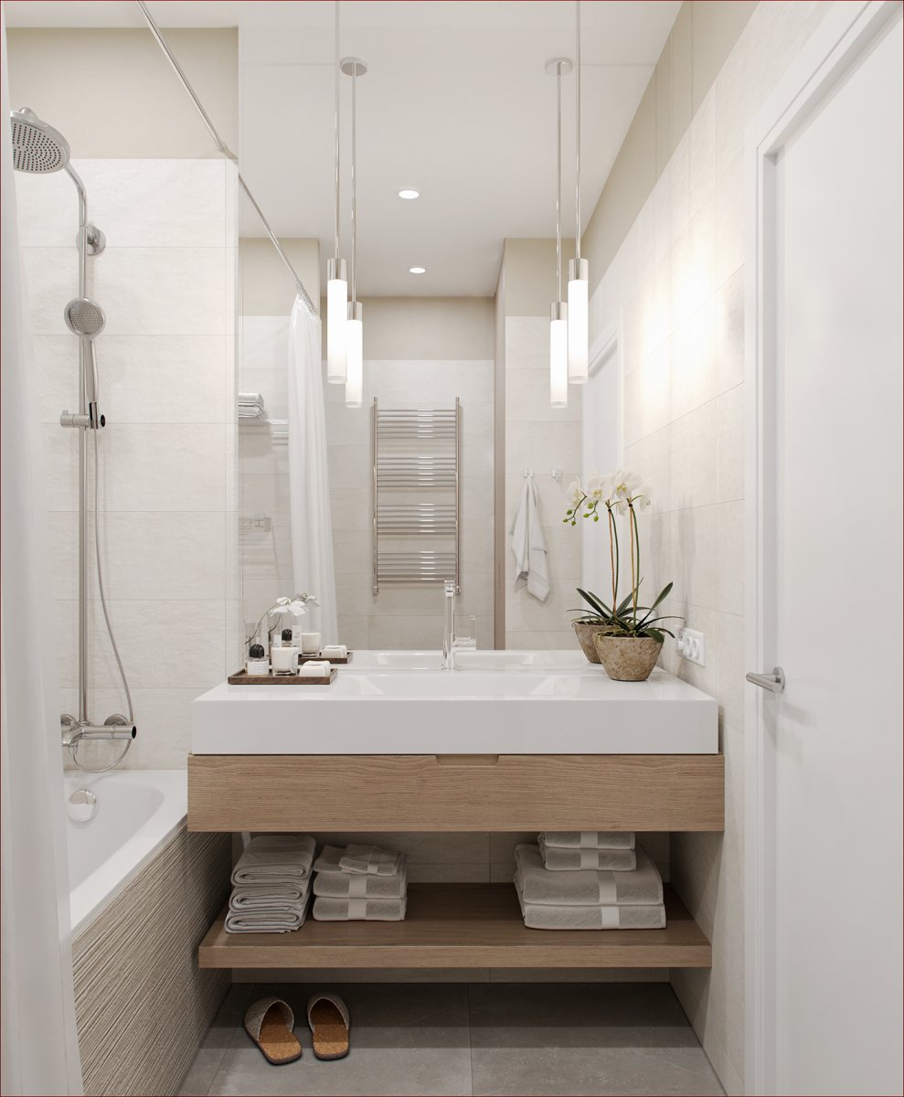 Ванная комната в серо бежевых тонах