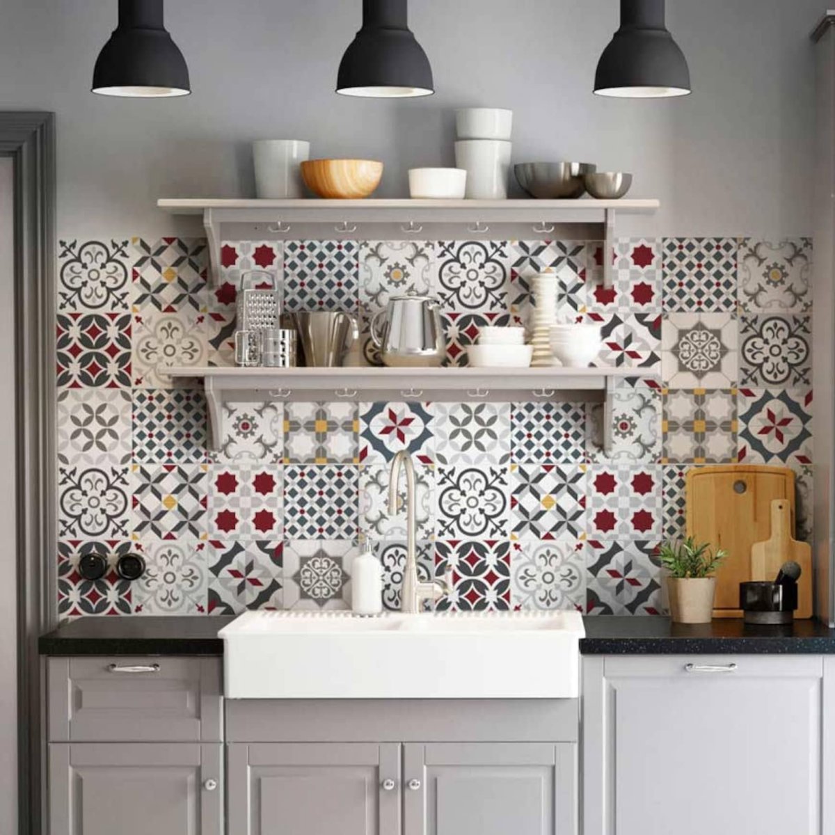 Дизайн кухни из плитки Осло