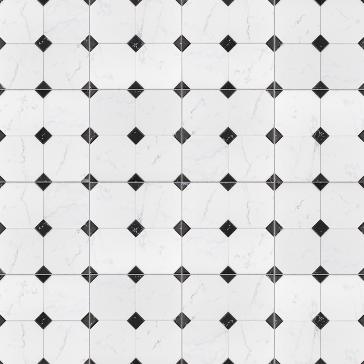 Кер. Мозаика Octagon big White/Black Matt (gtpl61466/cla006) 300х300х6