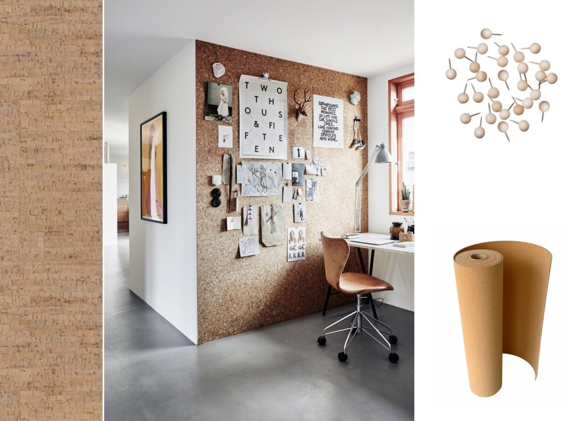 Дизайн комнаты с пробковой стеной