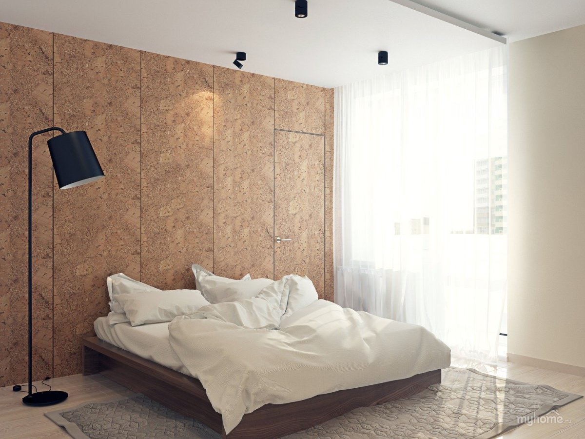 Пробковые панели в спальне