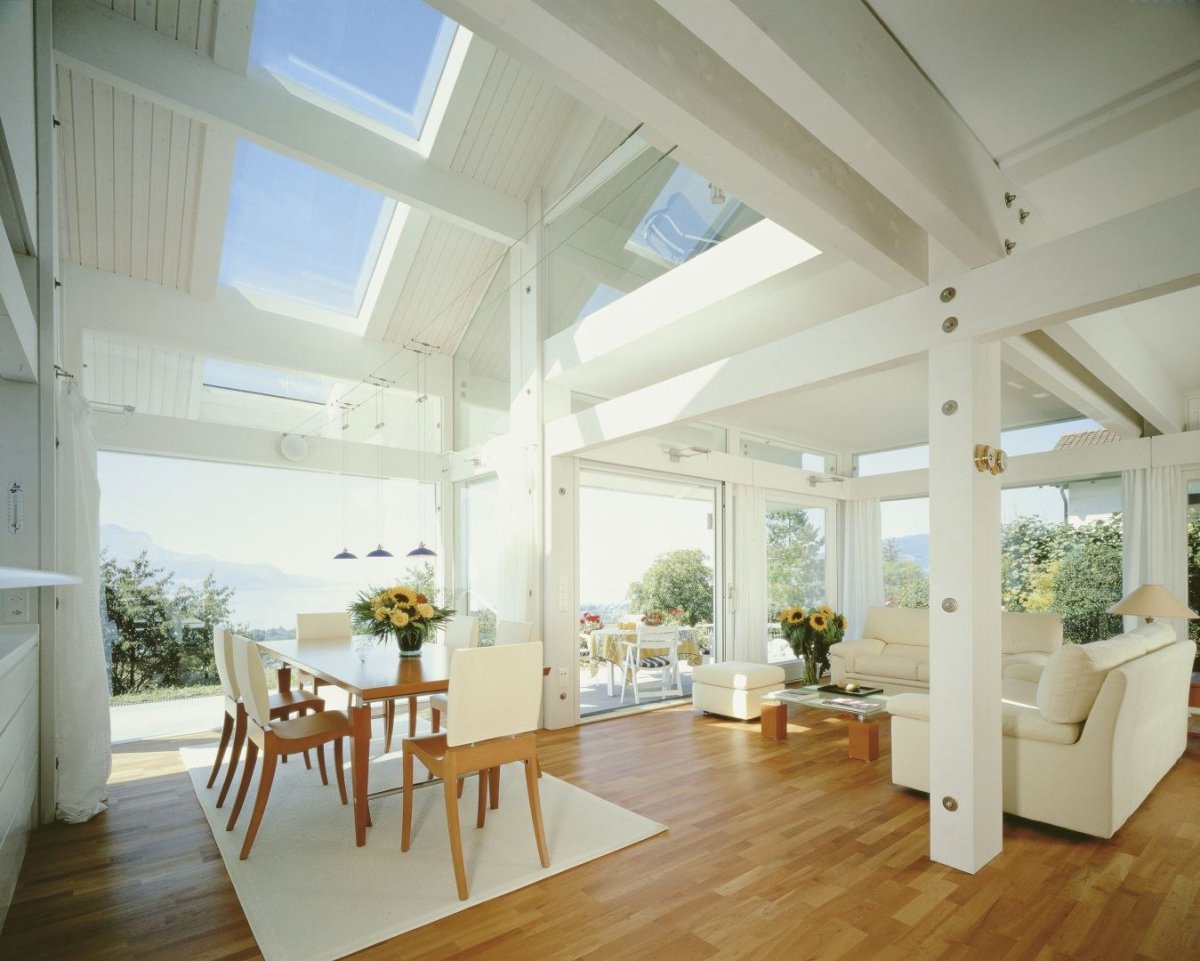 Белый интерьер фахверк