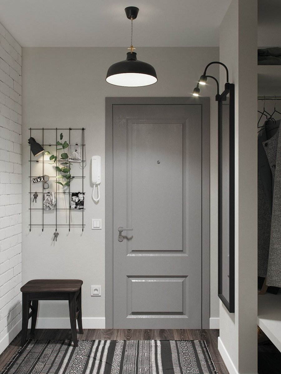 Серые двери в скандинавском интерьере