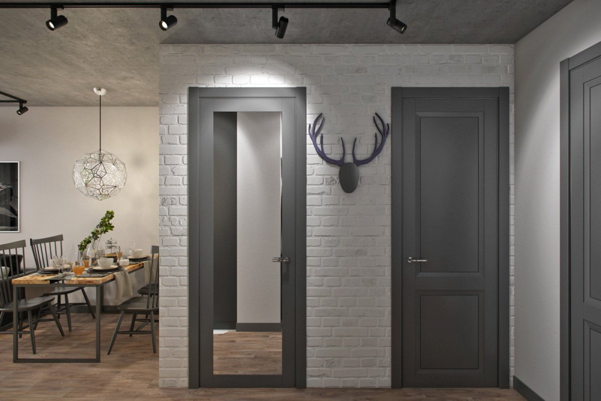 Серые двери межкомнатные в интерьере