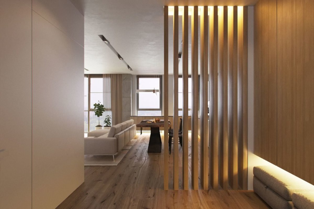 Декоративная стенка из реек