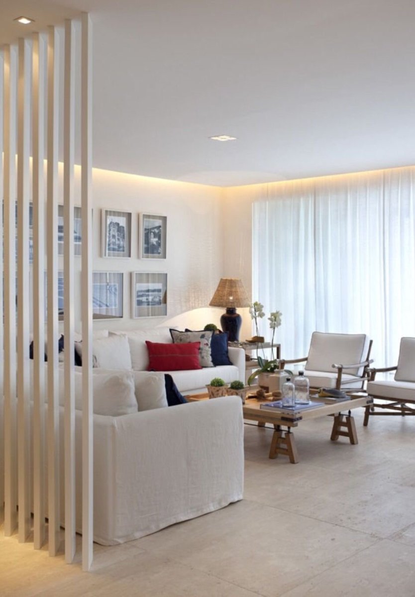 Реечная перегородка для зонирования белая