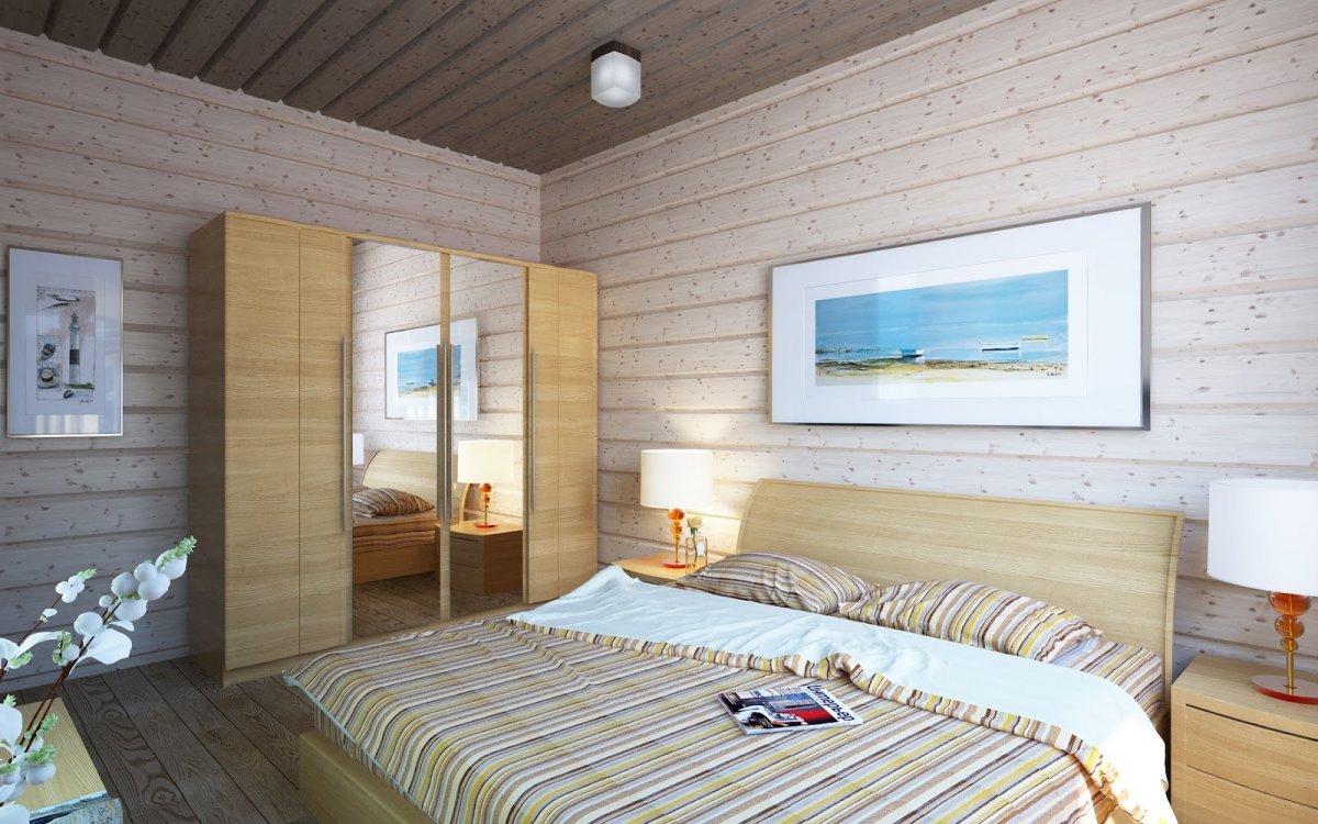 Спальня из имитации бруса