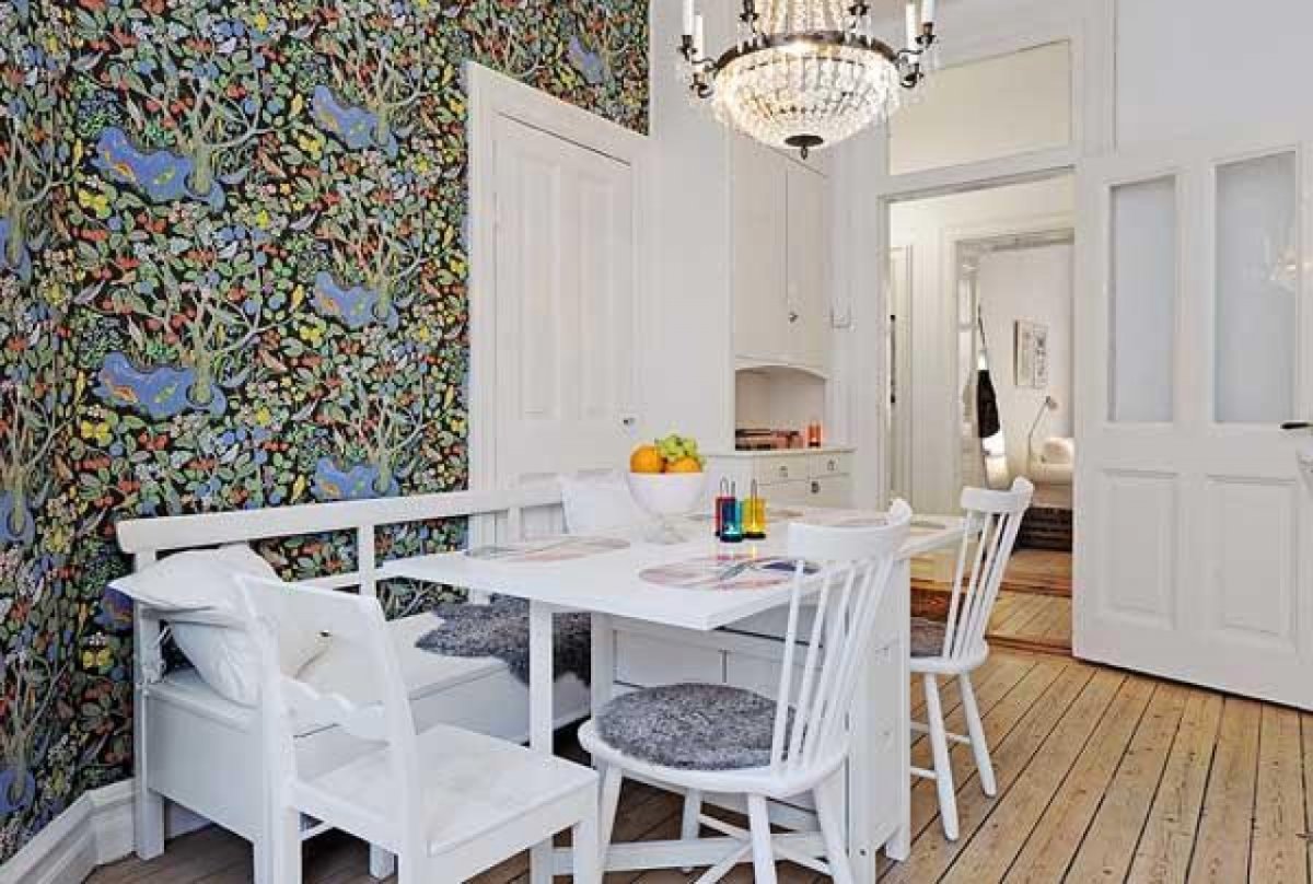 Акцентная стена на кухне в скандинавском стиле