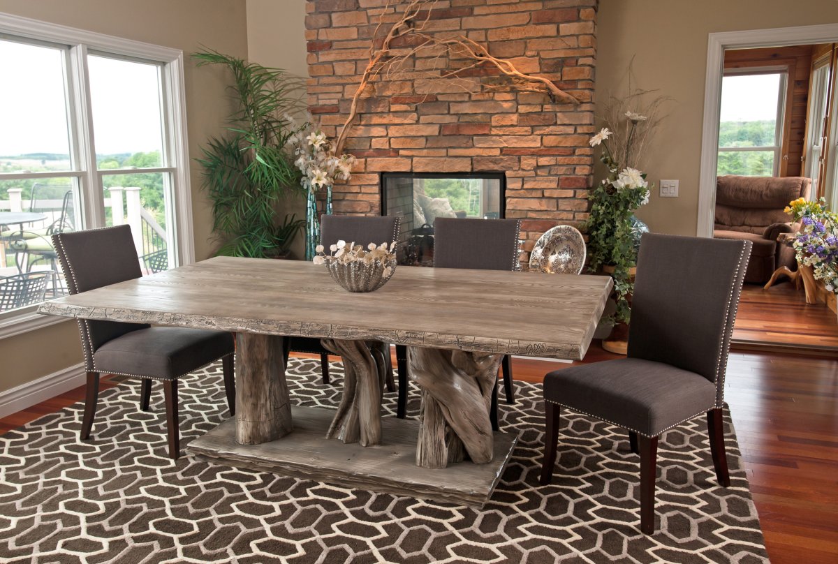 Стол обеденный серый из дерева