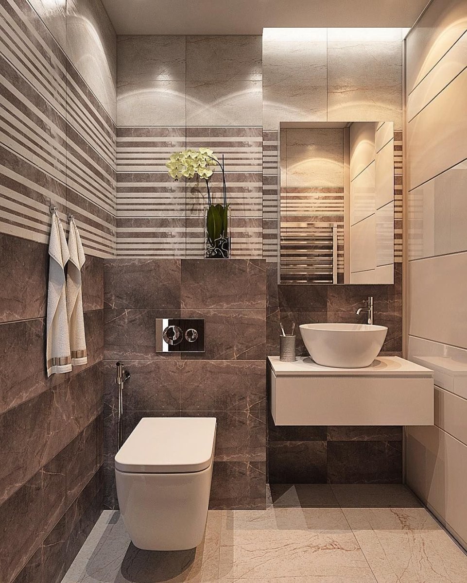 Туалет и ванная в одном стиле