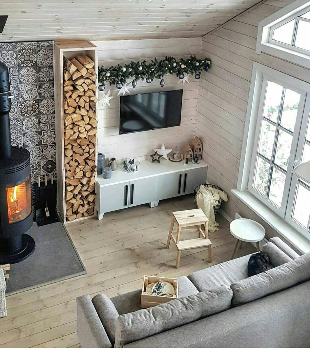 Хюгге интерьер в деревянном доме