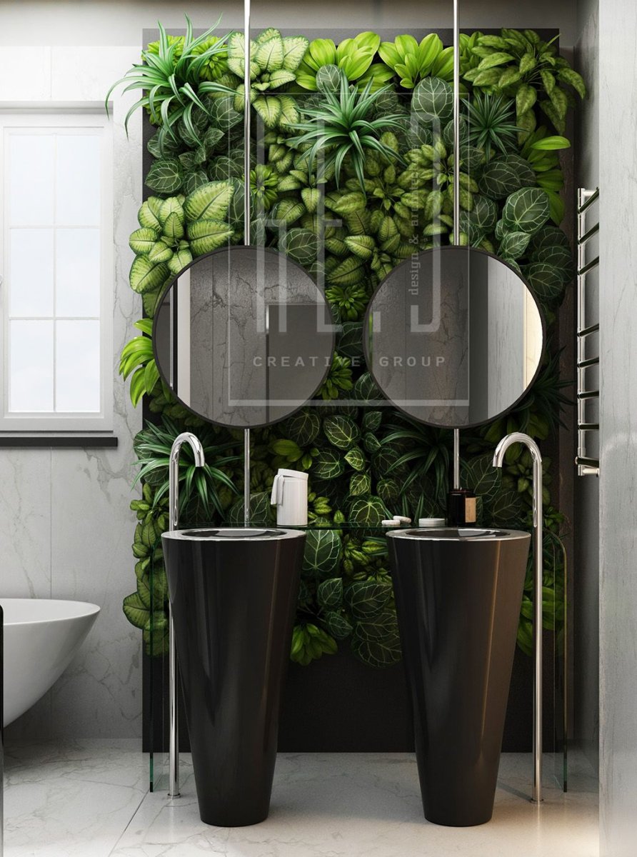 Искусственные растения в ванной