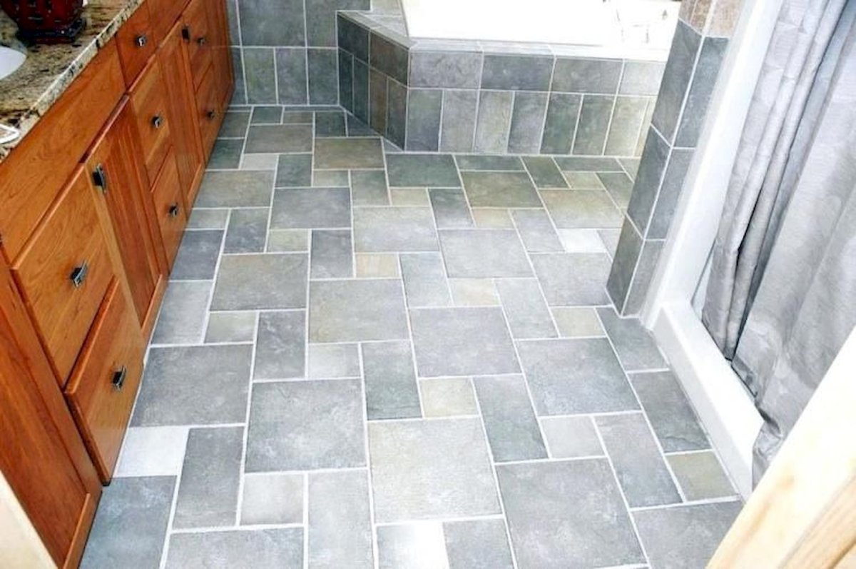 Пол из остатков разной плитки