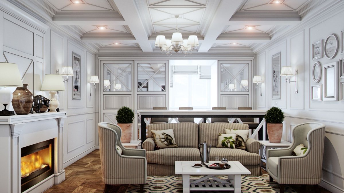 Кессонный потолок белый