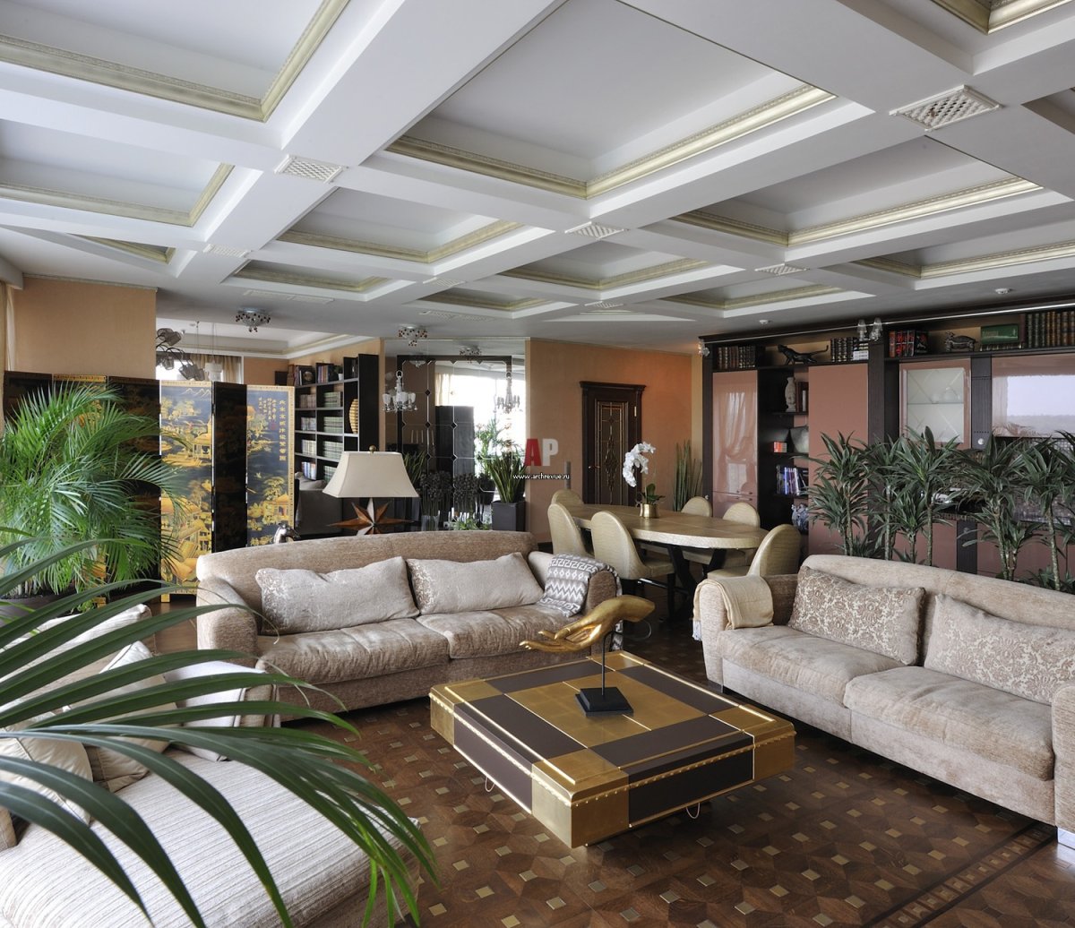 Кессонный потолок лофт