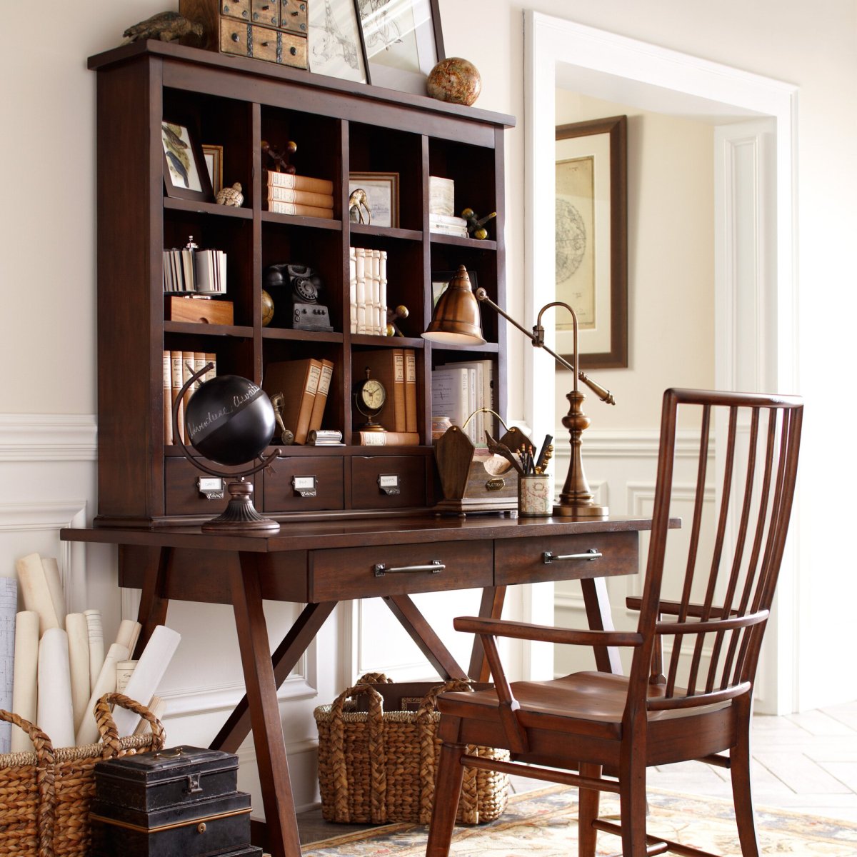 Современная мебель полки из дерева и металла для домашнего кабинета