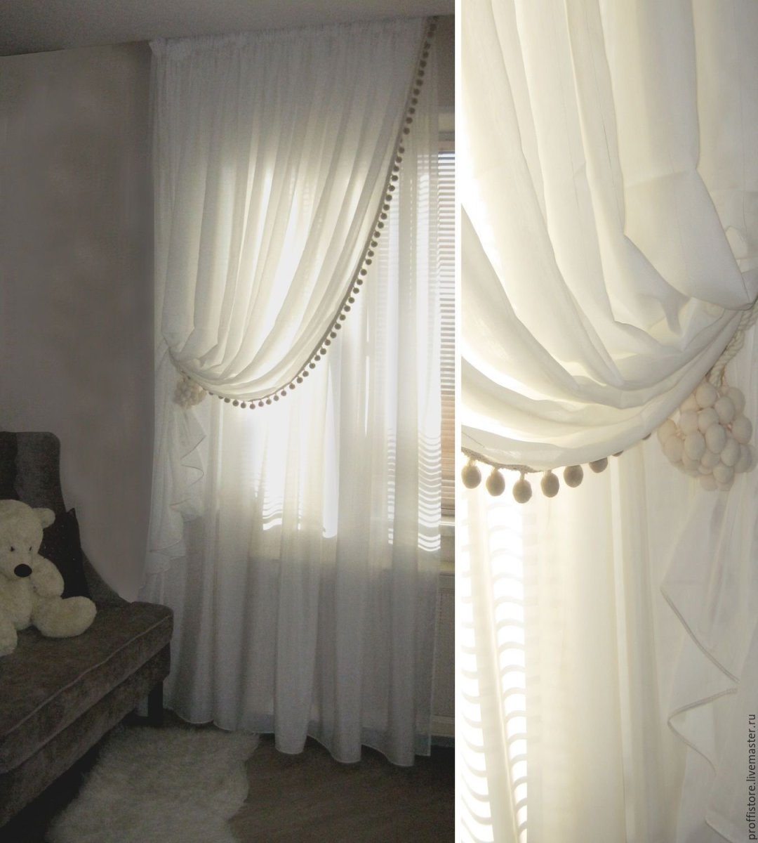 Трехслойные тюлевые шторы