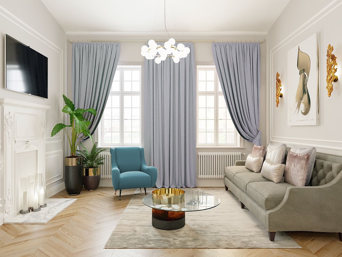 Шторы в гостиную в современном стиле