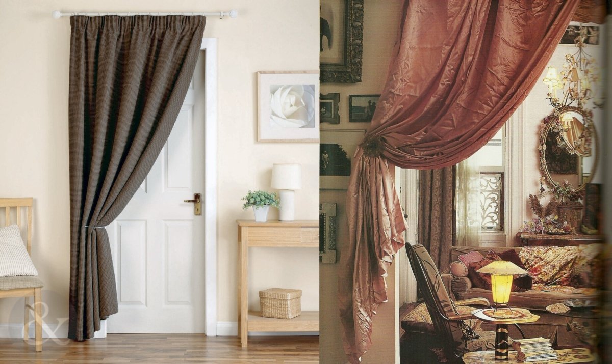 Портьеры в дверных проемах в интерьере