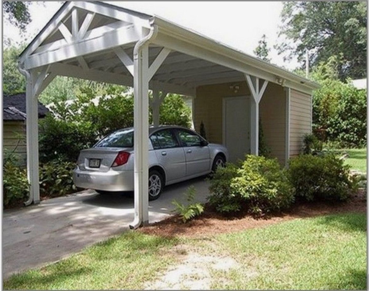 Гараж с навесом впереди