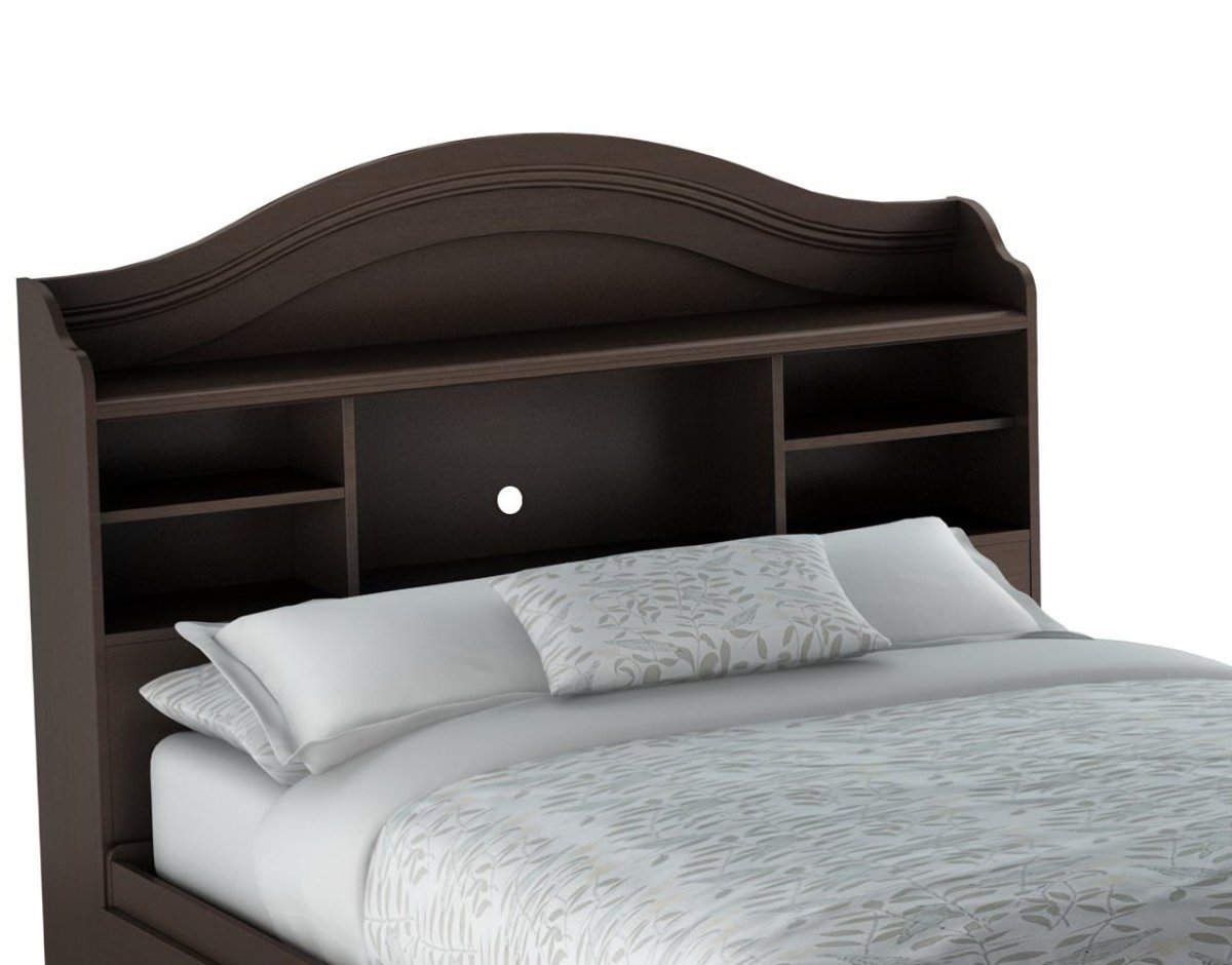 Кровать двуспальная с полками в изголовье