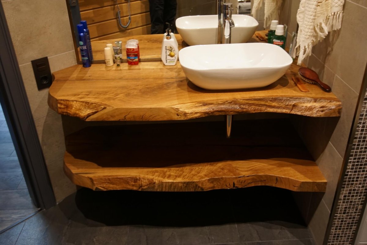 Столешница из слэба под раковину в ванную