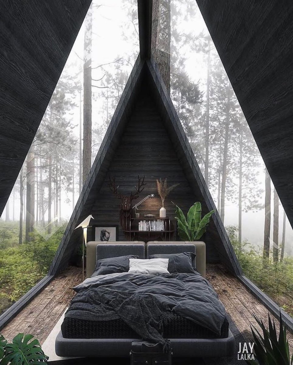 Отель в лесу с панорамными окнами