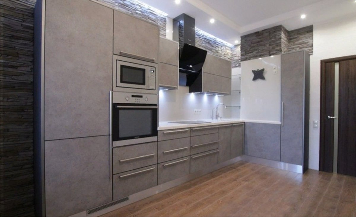 Фасады для кухни под камень светлые