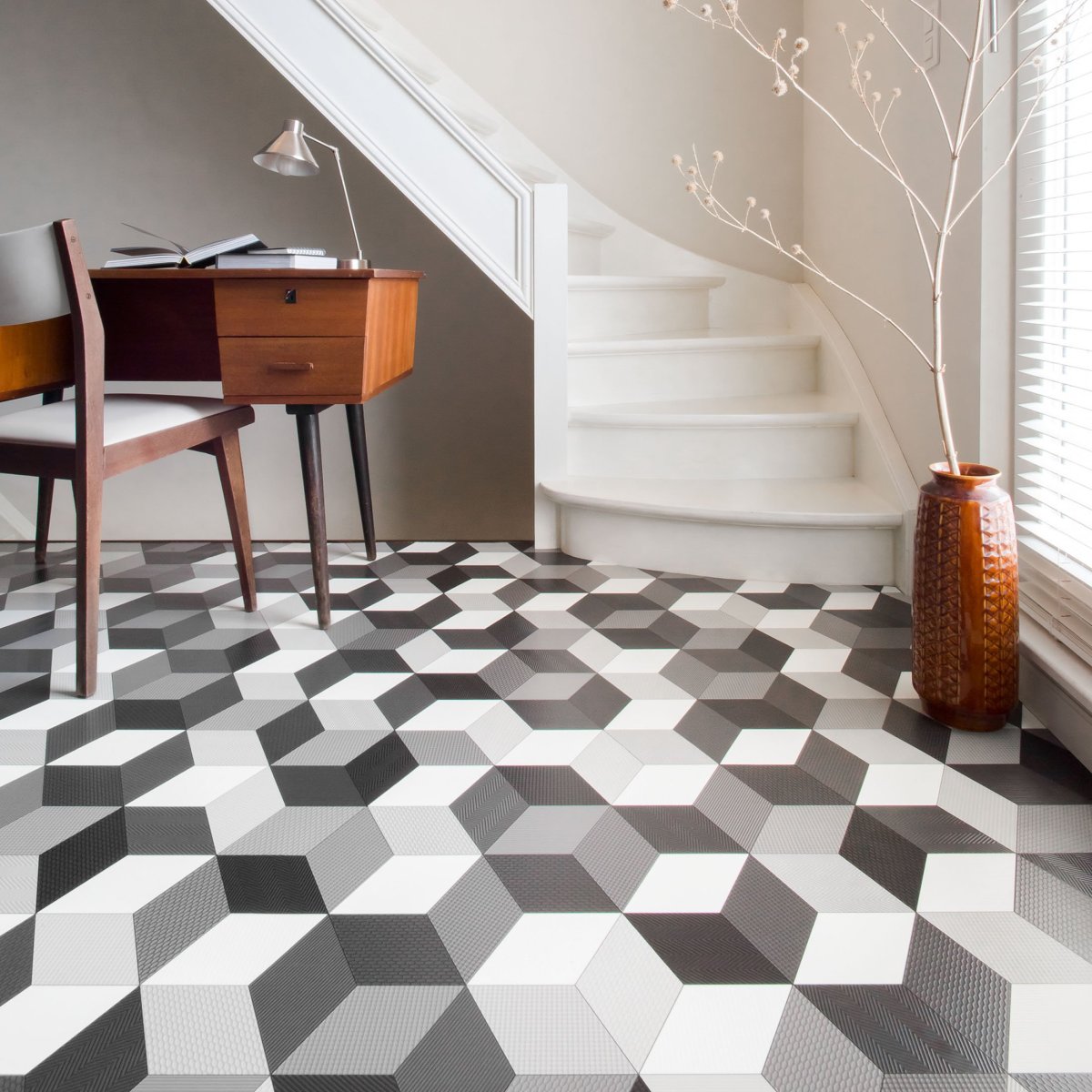 Линолеум черно белый квадрат