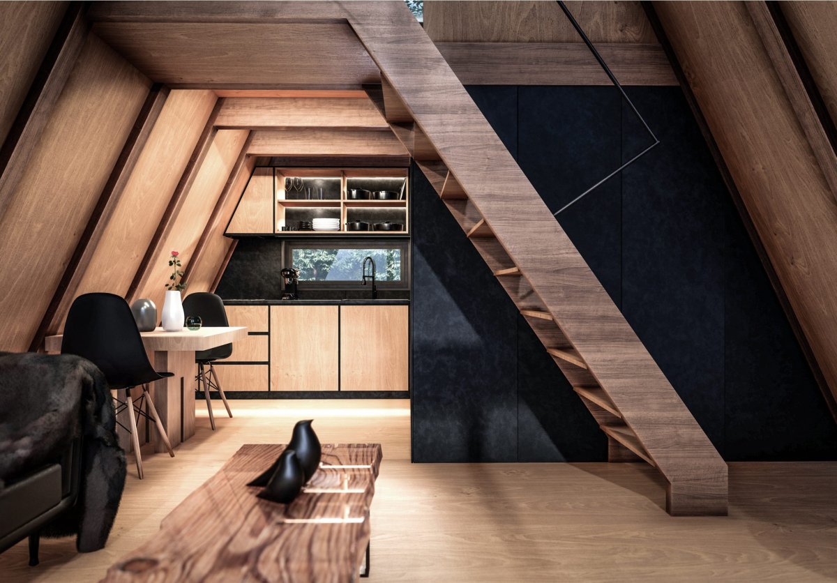 Каркасный дом треугольник